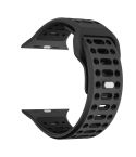 For Apple Watch 46mm / 49mm / 45mm / 44mm Single Nail Dual-Color Multi-hole Silicone Watch Band(Coal Grey Black)