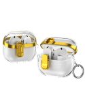 For Samsung Galaxy Buds3 / 3 Pro Electroplating Transparent Earphone Protective Case with Security Lock(Gold)
