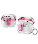 For Samsung Galaxy Buds3 / 3 Pro Electroplating Transparent Earphone Protective Case with Security Lock(Pink)