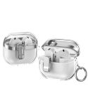 For Samsung Galaxy Buds3 / 3 Pro Electroplating Transparent Earphone Protective Case with Security Lock(Silver)