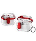 For Samsung Galaxy Buds3 / 3 Pro Electroplating Transparent Earphone Protective Case with Security Lock(Red)