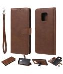 For Xiaomi Redmi 10X 5G / 10X Pro 5G 2 in 1 Solid Color Detachable PU Leather Case with Card Slots & Magnetic Holder & Photo Frame & Wallet & Strap(Brown)