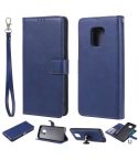 For Xiaomi Redmi 10X 5G / 10X Pro 5G 2 in 1 Solid Color Detachable PU Leather Case with Card Slots & Magnetic Holder & Photo Frame & Wallet & Strap(Blue)