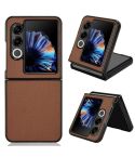 For ZTE nubia Flip2 Carbon Fiber Texture PU Leather PC Phone Case(Brown)
