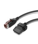 24V Powered USB to 8 Pin Stecker Data Cable for Printers POS Systems, Length:1.8m(Black)