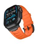 For Apple Watch Ultra / Ultra 2 49mm Stainless Steel Buckle Fluororubber Watch Band(Orange Black)