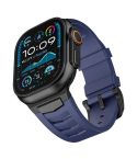For Apple Watch Ultra / Ultra 2 49mm Stainless Steel Buckle Fluororubber Watch Band(Blue Black)