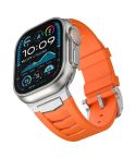 For Apple Watch Ultra / Ultra 2 49mm Stainless Steel Buckle Fluororubber Watch Band(Orange Silver)