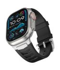 For Apple Watch Ultra / Ultra 2 49mm Stainless Steel Buckle Fluororubber Watch Band(Black Silver)