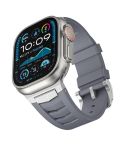 For Apple Watch Ultra / Ultra 2 49mm Stainless Steel Buckle Fluororubber Watch Band(Grey Silver)