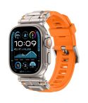 For Apple Watch 46mm / 49mm / 45mm / 44mm Alloy Connector Silicone Watch Strap(Orange)
