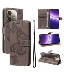 For OPPO A5 Pro 5G Global 3D Butterfly Embossed Pattern Flip Leather Phone Case(Grey)