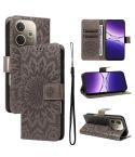 For OPPO A5 Pro 5G Global Embossed Sunflower Pattern Flip Leather Phone Case(Grey)