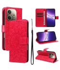 For OPPO A5 Pro 5G Global Embossed Sunflower Pattern Flip Leather Phone Case(Red)
