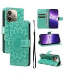 For OPPO A5 Pro 5G Global Embossed Sunflower Pattern Flip Leather Phone Case(Green)