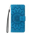 For OPPO A5 Pro 5G Global Embossed Sunflower Pattern Flip Leather Phone Case(Blue)