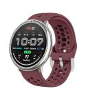 For Amazfit Active 2 Silver Buckle Silicone Sport Watch Band(Wine Red)