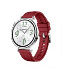Kalebol 18mm Universal Textured Silicone Silver Buckle Strap(Red)