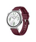 Kalebol 18mm Universal Textured Silicone Silver Buckle Strap(Wine Red)