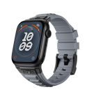 For Apple Watch 46mm / 49mm / 45mm / 44mm Kalebol High Stretch Silicone Armor Watch Band(Black Grey)