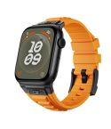 For Apple Watch 46mm / 49mm / 45mm / 44mm Kalebol High Stretch Silicone Armor Watch Band(Black Orange)