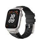 For Apple Watch 46mm / 49mm / 45mm / 44mm Kalebol High Stretch Silicone Armor Watch Band(Titanium Black)