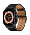 For Apple Watch 46mm / 49mm / 45mm / 44mm Kalebol Genuine Leather Watch Band(Black)