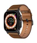 For Apple Watch 46mm / 49mm / 45mm / 44mm Kalebol Genuine Leather Watch Band(Black Dark Brown)