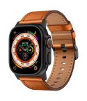 For Apple Watch 46mm / 49mm / 45mm / 44mm Kalebol Genuine Leather Watch Band(Black Brown)