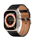 For Apple Watch 46mm / 49mm / 45mm / 44mm Kalebol Genuine Leather Watch Band(Titanium Black)