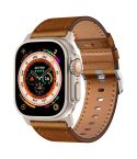 For Apple Watch 46mm / 49mm / 45mm / 44mm Kalebol Genuine Leather Watch Band(Titanium Red Brown)