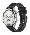 22mm Kalebol Ordinary Silver Buckle Hybrid Nylon Braid Silicone Watch Band(Black)