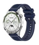 22mm Kalebol Ordinary Silver Buckle Hybrid Nylon Braid Silicone Watch Band(Midnight Blue)