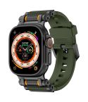 For Apple Watch 46mm / 49mm / 45mm / 44mm Armor Gear Silicone Watch Band(Black Green)