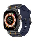 For Apple Watch 46mm / 49mm / 45mm / 44mm Armor Gear Silicone Watch Band(Black Blue)
