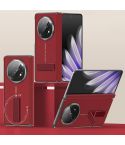 For OPPO Find N5 GKK Plain Leather Hinge Swivel Holder Phone Case(Red)