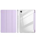 For Xiaomi Redmi Pad SE 11 3-Fold Clear Acrylic Leather Tablet Case(Taro Purple)