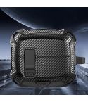 For Samsung Galaxy Buds3 / Buds3 Pro Bumblebee Fiber Texture Earphones Case with Hook & Holder(Black)