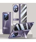 For OPPO Find N5 Integrated Privacy Transparent Electroplating Axis Hinge Fold Holder Phone Case(Purple)