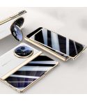 For OPPO Find N5 Integrated Privacy Electroplating Leather Hinge Lens Holder Phone Case(White)