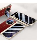 For OPPO Find N5 Integrated Privacy Electroplating Leather Hinge Lens Holder Phone Case(Red)