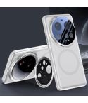 For Xiaomi 15 Ultra Feather Metal Lens Holder MagSafe Skin Feel Phone Case(White Sand Silver)