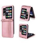 For ZTE nubia Flip2 Crossbody Card Bag PU Folding Phone Case(Pink)