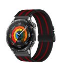 22mm Parachute Buckle Stripe Nylon Elastic Braided Watch Band(Black Red)