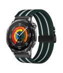 22mm Parachute Buckle Stripe Nylon Elastic Braided Watch Band(Dark Green White)