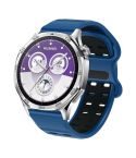 22mm Double-row Hole Studded Buckle Silicone Watch Band(Royal Blue Black)