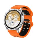 22mm Double-row Hole Studded Buckle Silicone Watch Band(Orange Black)