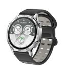 22mm Double-row Hole Studded Buckle Silicone Watch Band(Black Grey)