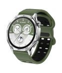 22mm Double-row Hole Studded Buckle Silicone Watch Band(Army Green Black)