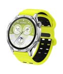22mm Double-row Hole Studded Buckle Silicone Watch Band(Lime Black)
